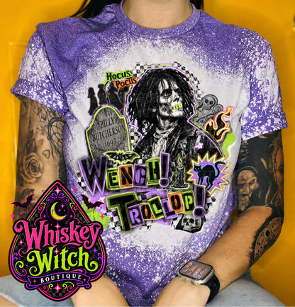 Wench Trollop Bleached T-Shirt – Retro Spooky Graphic Tee