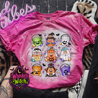 Retro Halloween Candy Bucket Shirt | Hand Bleached Spooky Halloween Graphic Tee