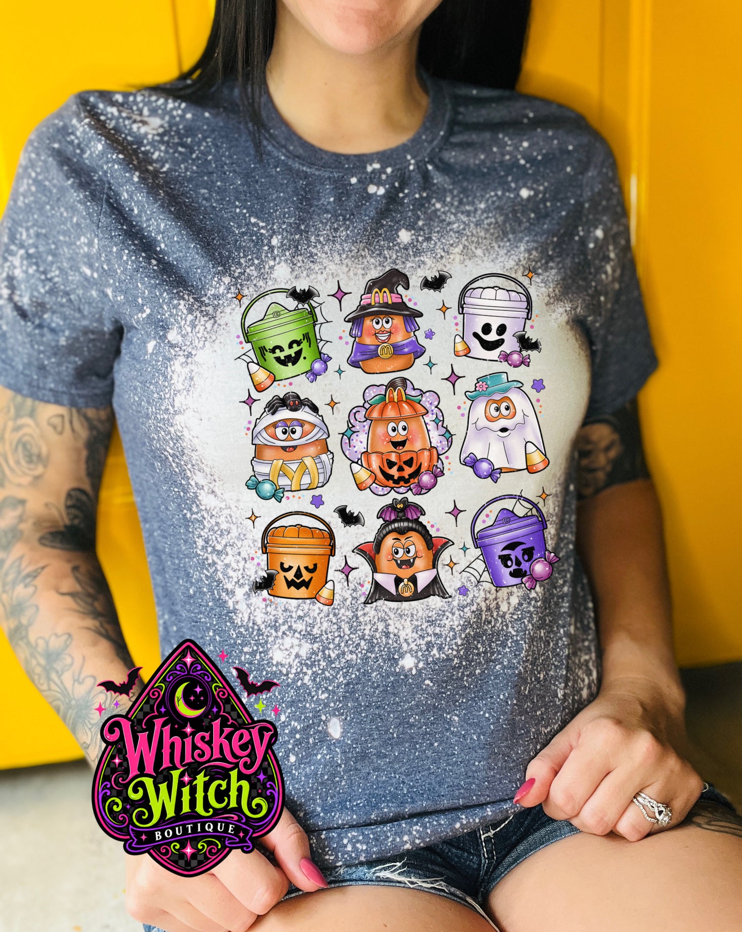 Retro Halloween Candy Bucket Shirt | Hand Bleached Spooky Halloween Graphic Tee