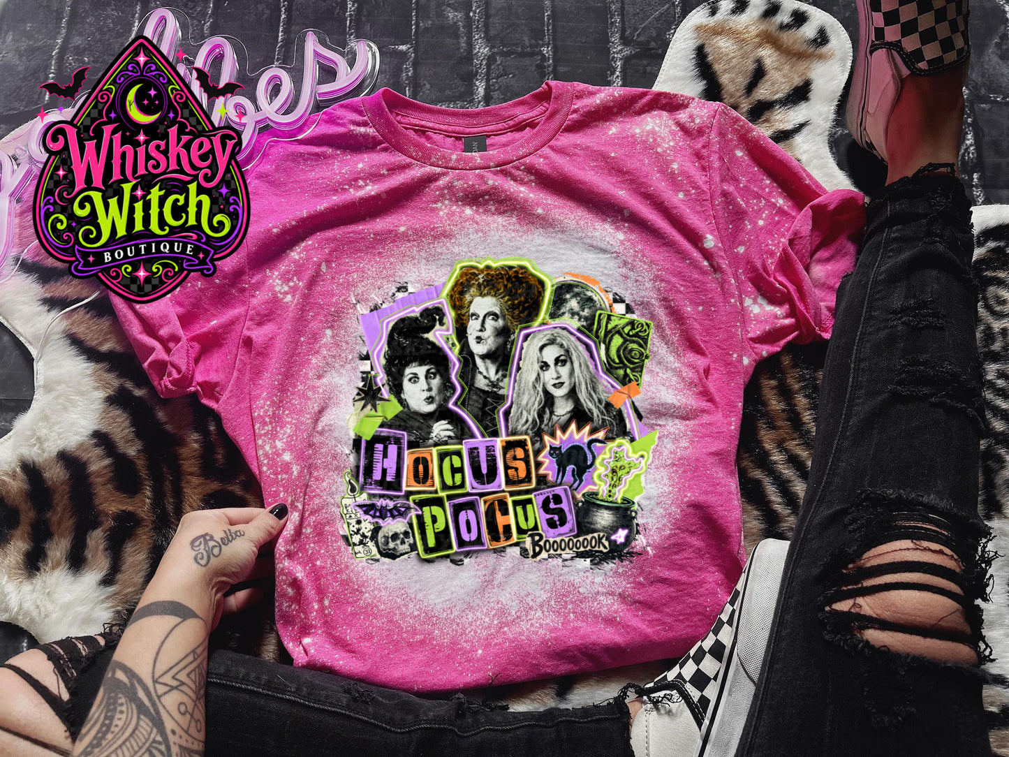 Witchy Halloween Bleached T-Shirt – Soft Spooky Season Tee
