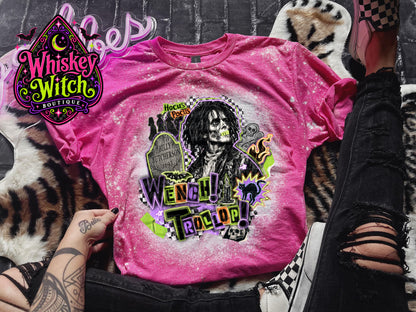 Wench Trollop Bleached T-Shirt – Retro Spooky Graphic Tee
