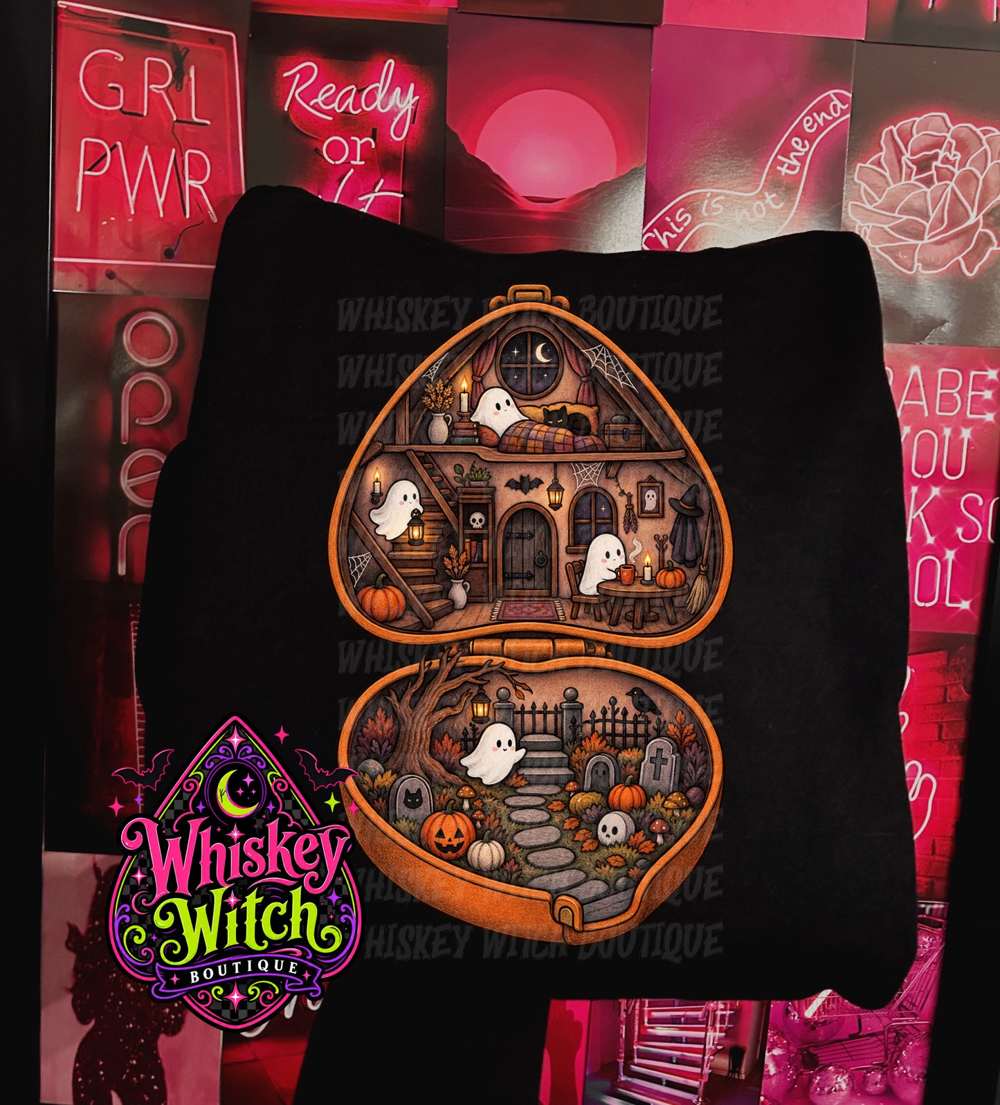 Cute Ghost Haunted House Shirt | Vintage Spooky Halloween Tee & Sweatshirt