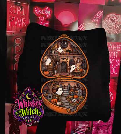 Cute Ghost Haunted House Shirt | Vintage Spooky Halloween Tee & Sweatshirt