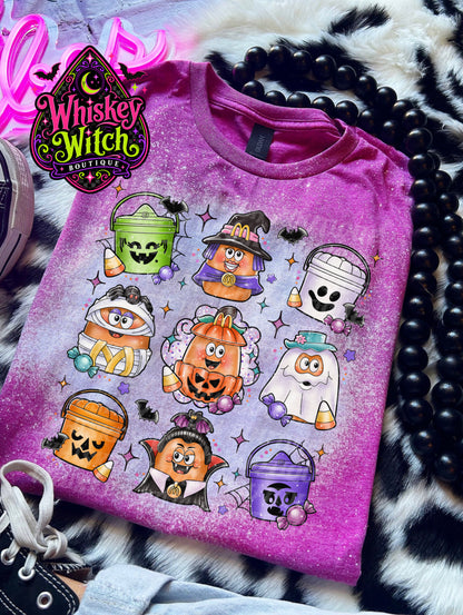 Retro Halloween Candy Bucket Shirt | Hand Bleached Spooky Halloween Graphic Tee
