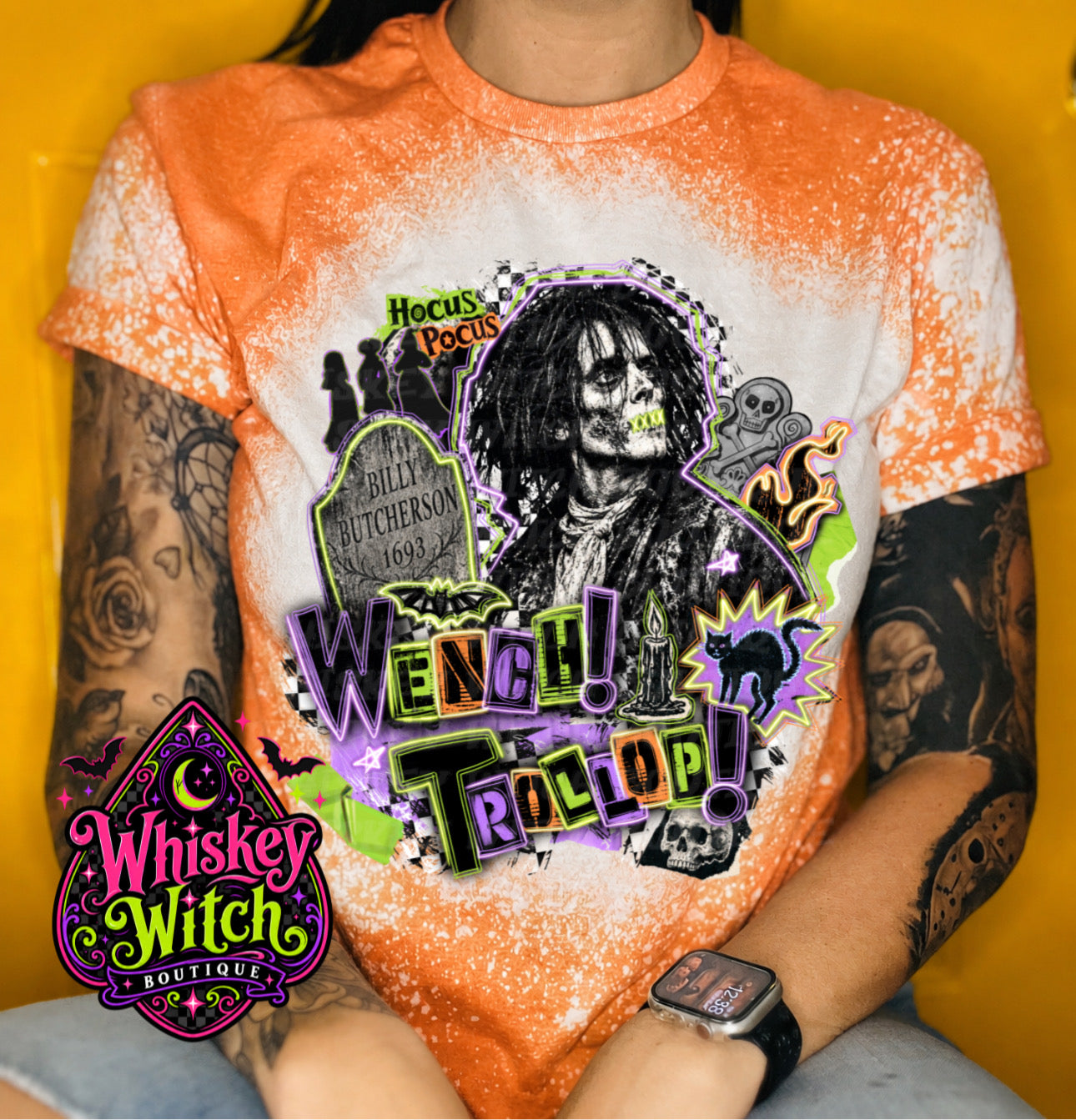 Wench Trollop Bleached T-Shirt – Retro Spooky Graphic Tee