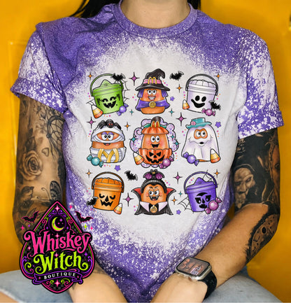 Retro Halloween Candy Bucket Shirt | Hand Bleached Spooky Halloween Graphic Tee