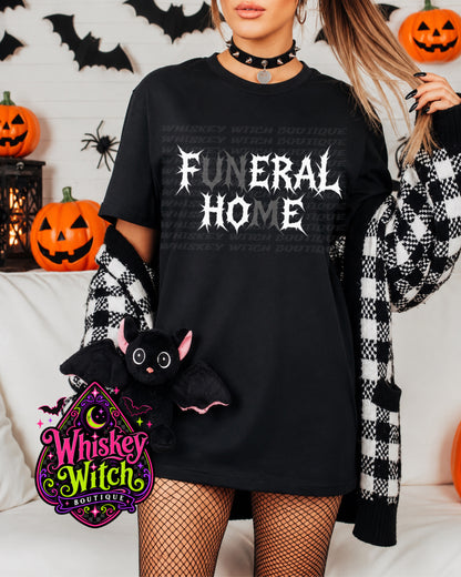 Funeral Home Feral Hoe Shirt | Hidden Message Gothic Tee & Sweatshirt | Funny Spooky Graphic Shirt