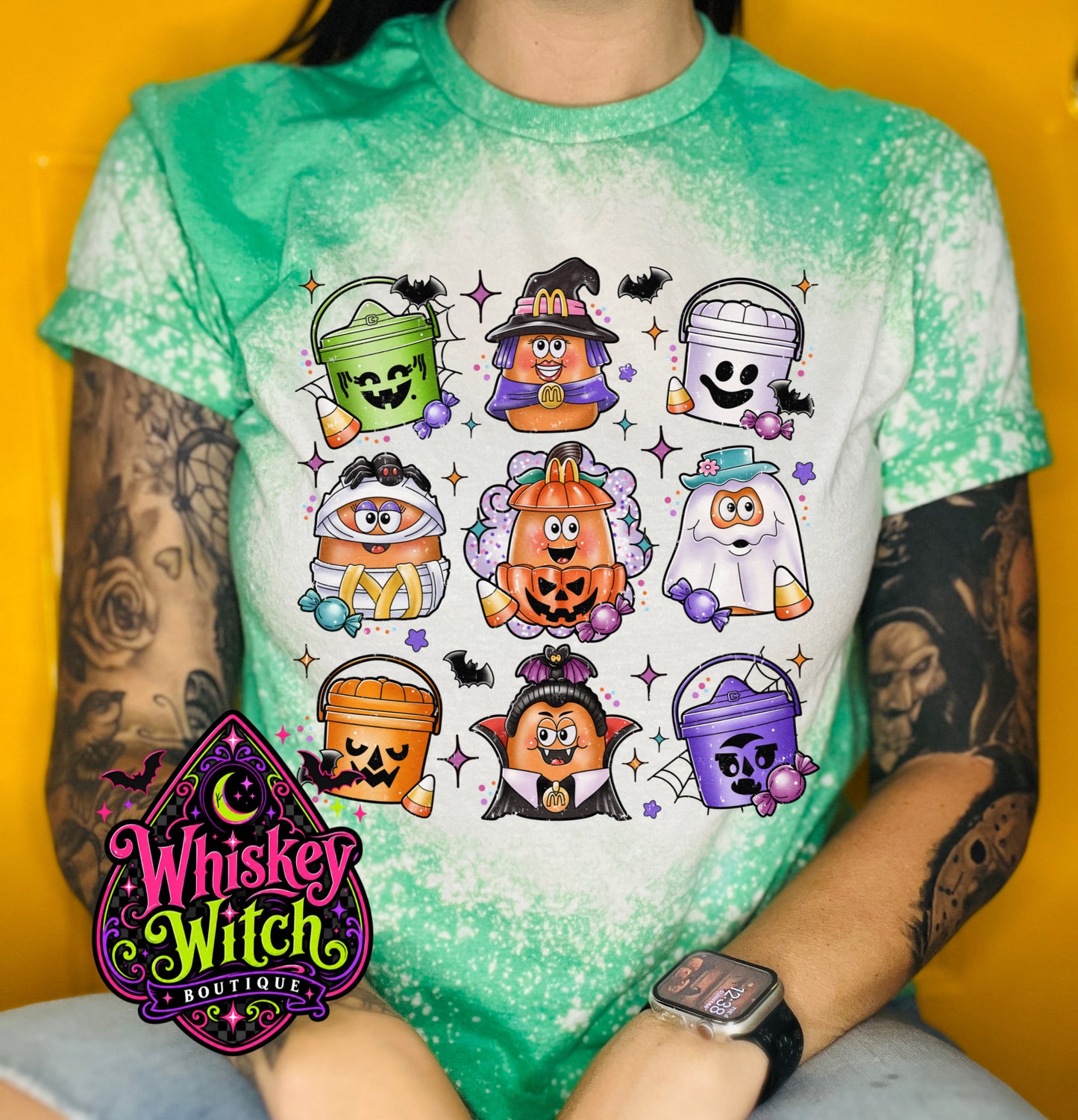Retro Halloween Candy Bucket Shirt | Hand Bleached Spooky Halloween Graphic Tee