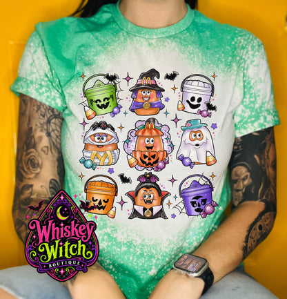 Retro Halloween Candy Bucket Shirt | Hand Bleached Spooky Halloween Graphic Tee