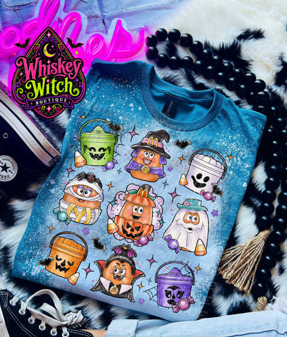 Retro Halloween Candy Bucket Shirt | Hand Bleached Spooky Halloween Graphic Tee
