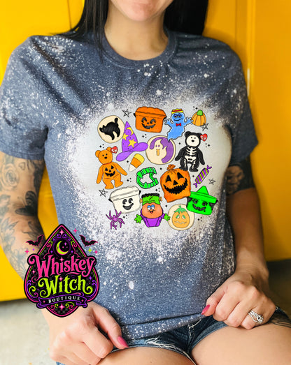 Retro Halloween Shirt | Hand Bleached Nostalgic Trick or Treat Graphic Tee