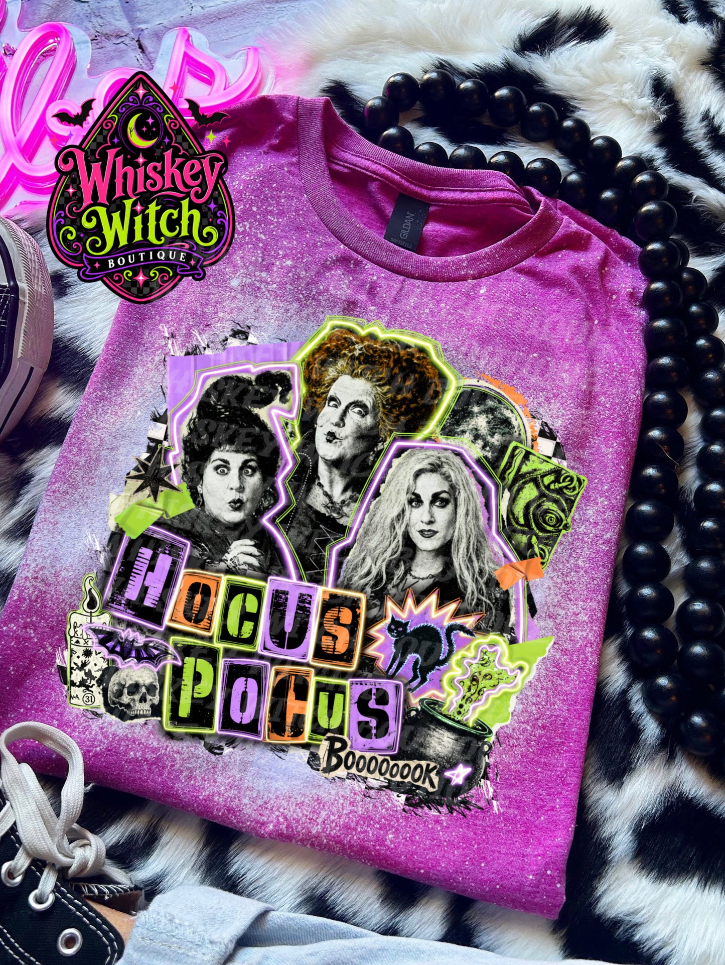 Witchy Halloween Bleached T-Shirt – Soft Spooky Season Tee