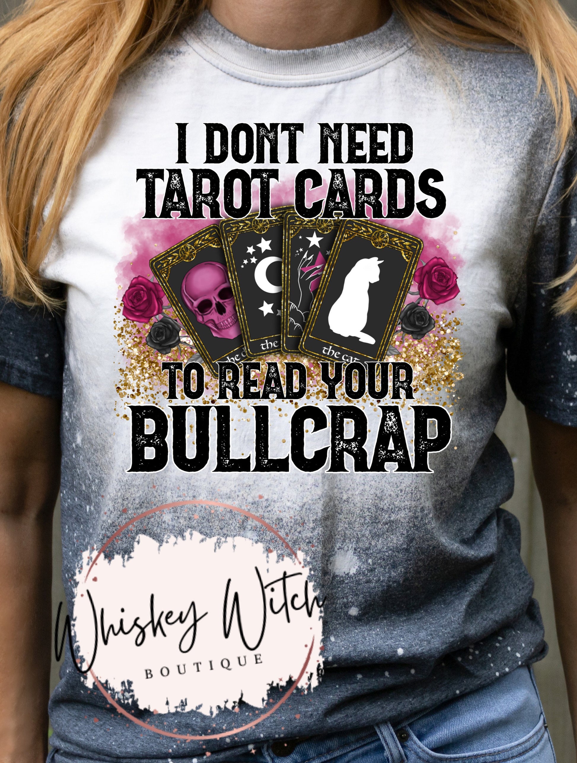 Tarot Cards bleached t shirt | vintage | retro | distressed | custom | funny shirt | spooky | witchy