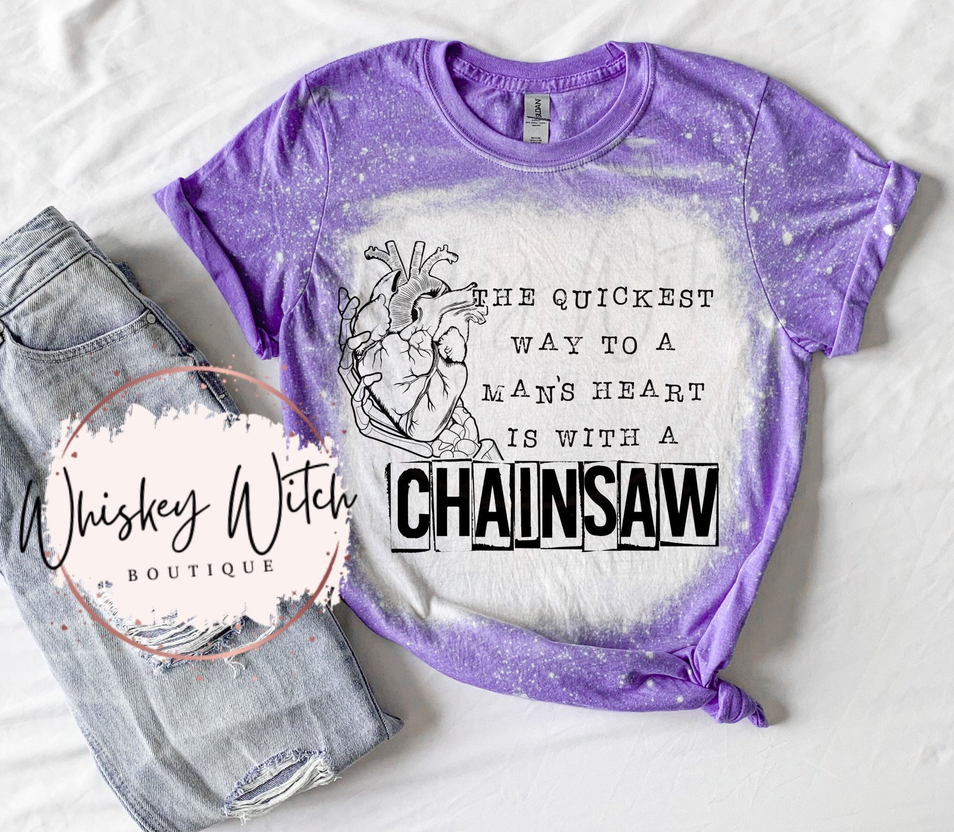 The Quickest Way to A Mans Heart bleached t shirt | vintage | retro | distressed | custom | funny shirt | soft tee | spooky | Halloween