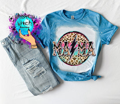 Bleached shirt Mama Cheetah Cheetah Shirt-Mama Leopard Shirt- Leopard- Mama Cheetah Print-Boho Shirts- Mom Shirt- Mom Bleached Tee