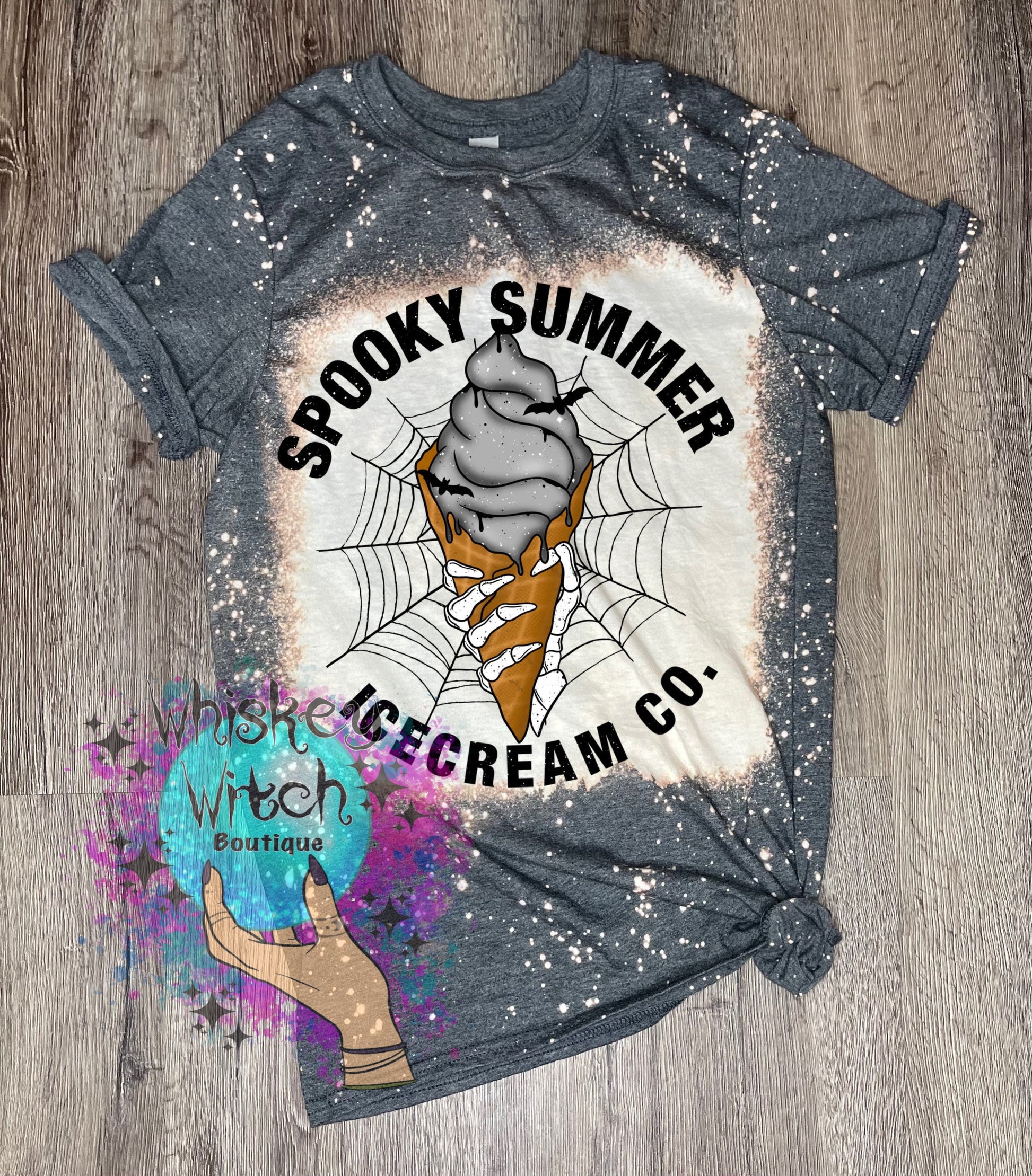 Bleached shirt Spooky Summer Icecream Unisex | bleached t shirt | vintage | retro | distressed | custom | funny shirt | women’s clothing
