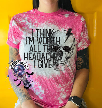 Worth the headaches Bleached Tee | retro | soft tee | best seller | bleached tshirt | custom | gift | vintage | best seller | funny shirt