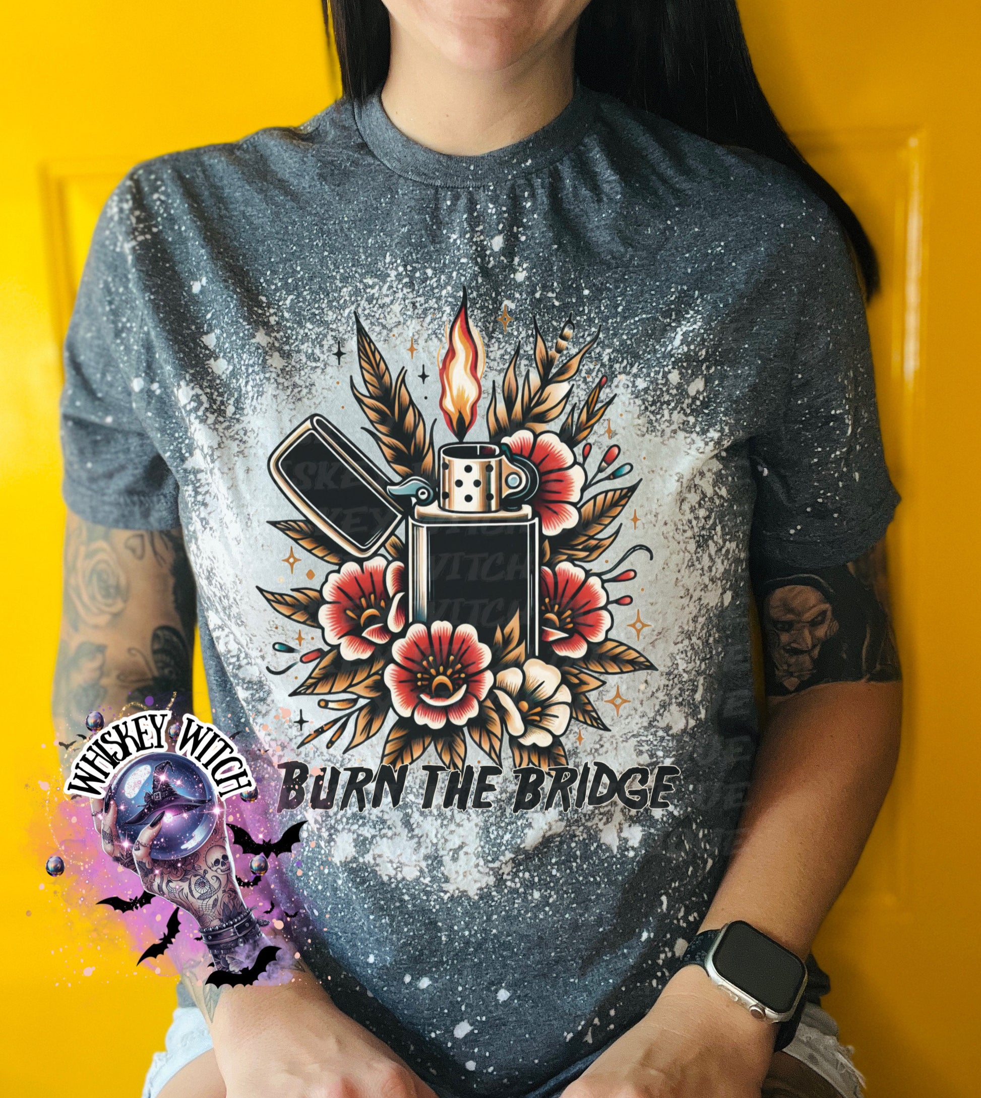 Burn the bridge Bleached Tee | retro | best seller | bleached tshirt | custom | gift | vintage | best seller | motivational | soft tee