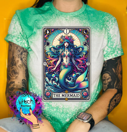 Tarot The Mermaid bleached t shirt | vintage | retro | distressed | custom | horror | goth | bleached tee | graphic tee | witchy | shirt