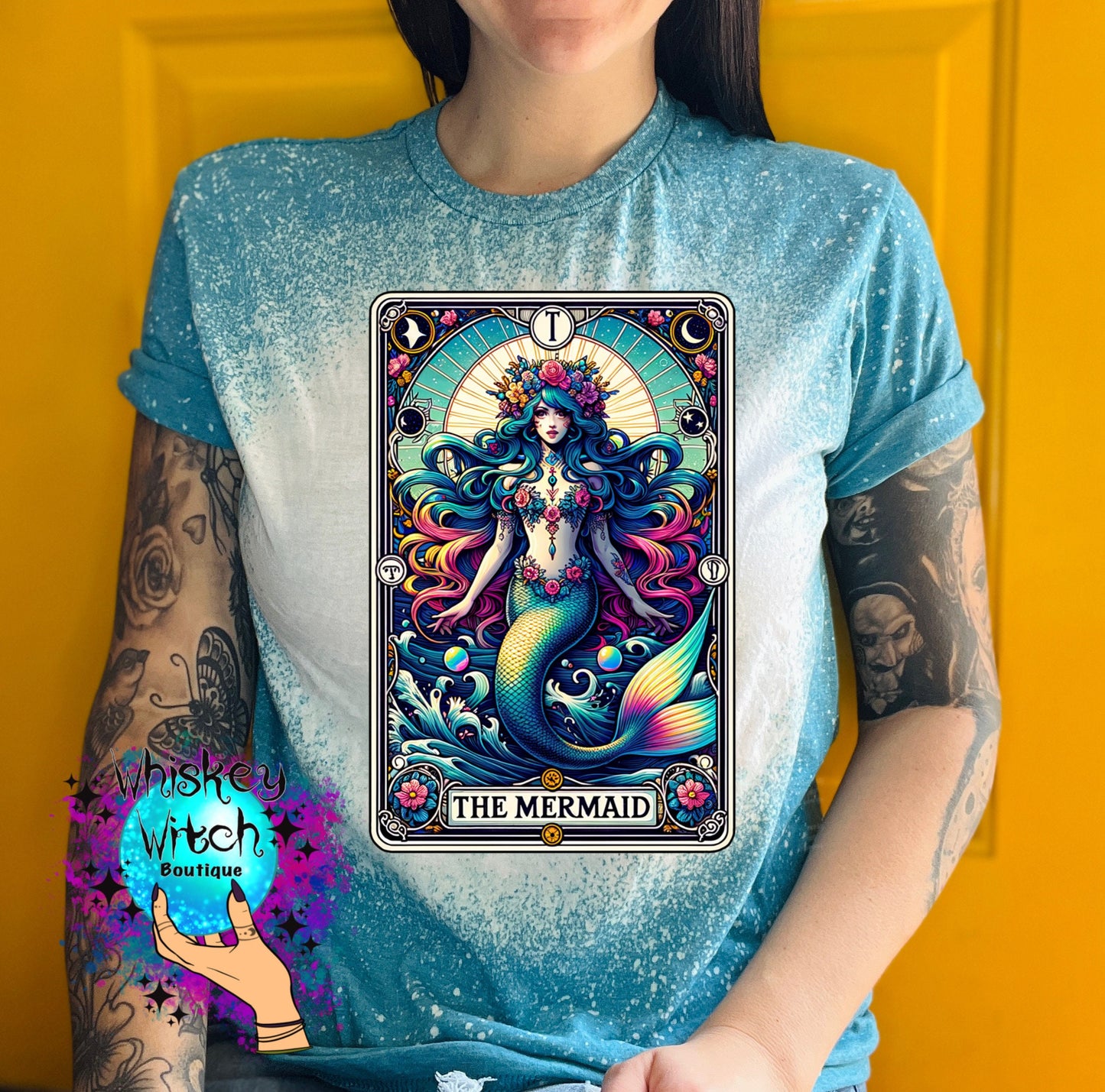 Tarot The Mermaid bleached t shirt | vintage | retro | distressed | custom | horror | goth | bleached tee | graphic tee | witchy | shirt