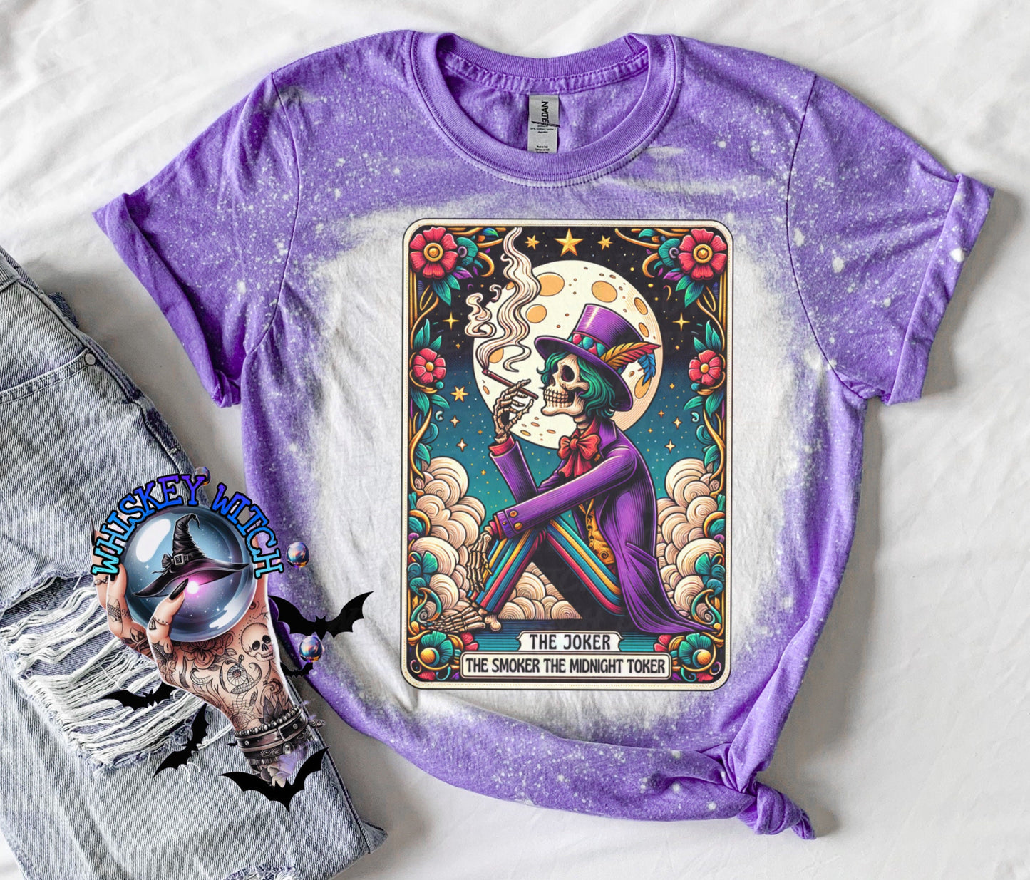 Tarot The Joker Skeleton bleached t shirt | vintage | retro | distressed | custom | horror | goth | bleached tee | graphic tee | witchy