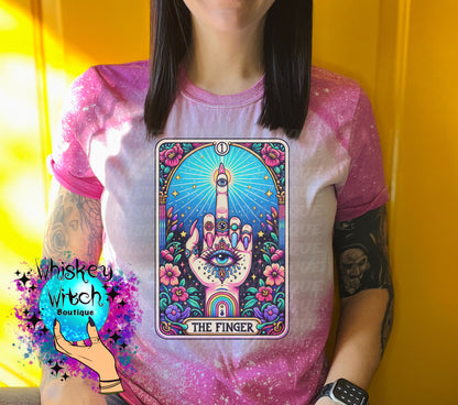 Tarot The Finger Skeleton bleached t shirt | vintage | retro | distressed | custom | horror | goth | bleached tee | graphic tee | witchy