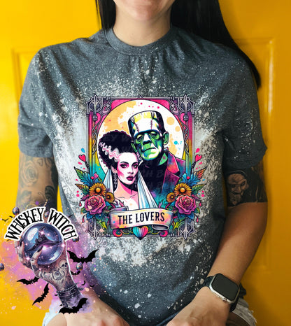 The Lovers Tarot Horror Neon bleached t shirt | vintage | retro | distressed | custom | horror | goth | witchy | trendy | gift | unique