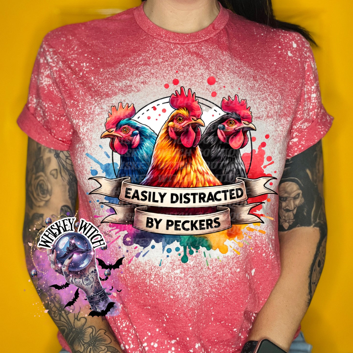 Easily Distracted By Peckers bleached shirt | vintage | retro | distressed | custom | chickens | chicken lady | women’s clothing | chickens