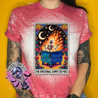 Funny tarot dumpster fire bleached t shirt | vintage | retro | distressed | custom | horror | goth | bleached tee | graphic tee | witchy