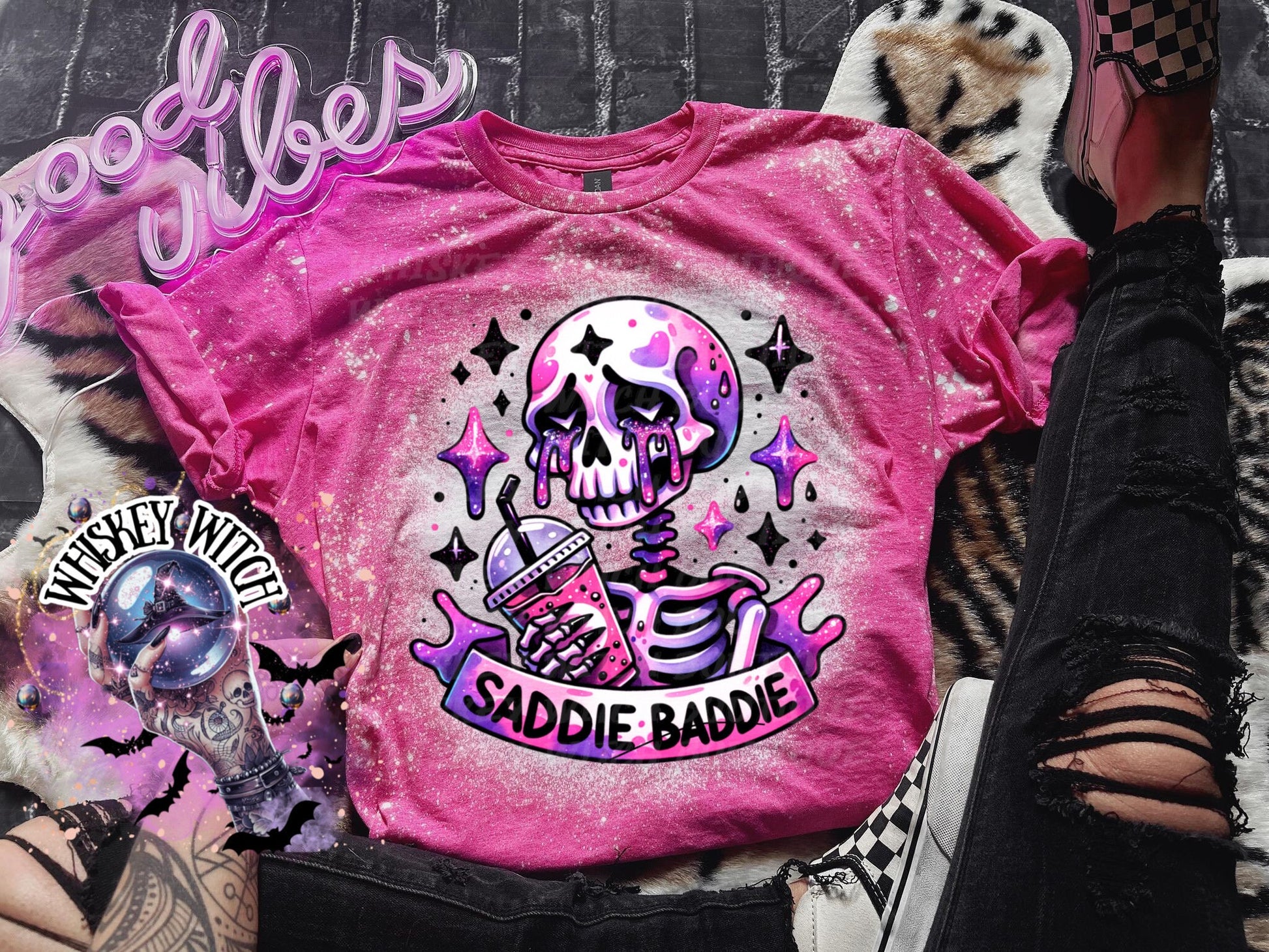 Saddie Baddie Skeleton Coffee shirt | retro | distressed | best seller | bleached tshirt | custom | gift | vintage | best seller | handmade