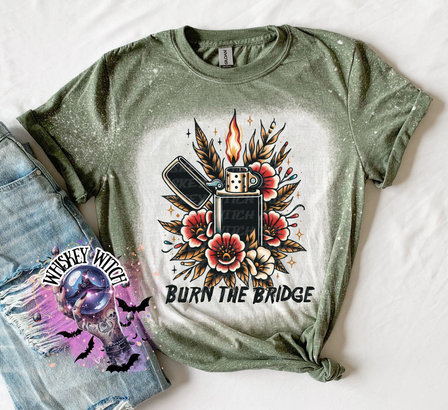 Burn the bridge Bleached Tee | retro | best seller | bleached tshirt | custom | gift | vintage | best seller | motivational | soft tee