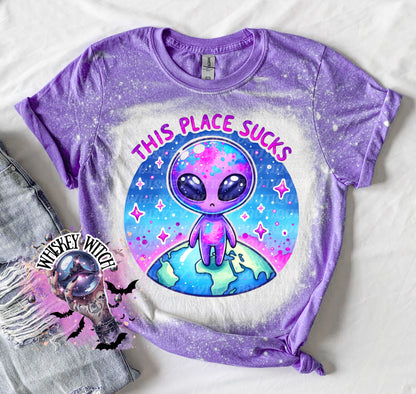 This Place Sucks Alien | vintage | retro | distressed | custom | funny shirt | Halloween | gift | sarcastic | snarky | goth | custom | mom
