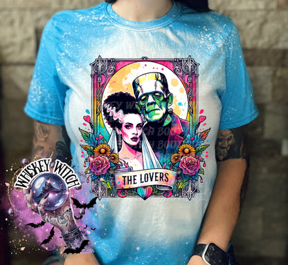 The Lovers Tarot Horror Neon bleached t shirt | vintage | retro | distressed | custom | horror | goth | witchy | trendy | gift | unique