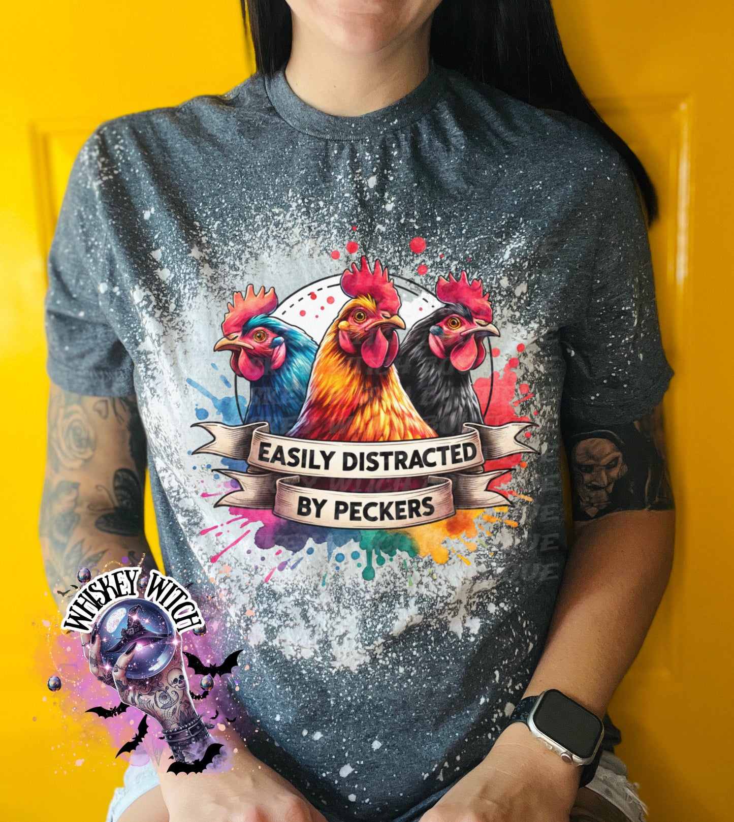 Easily Distracted By Peckers bleached shirt | vintage | retro | distressed | custom | chickens | chicken lady | women’s clothing | chickens