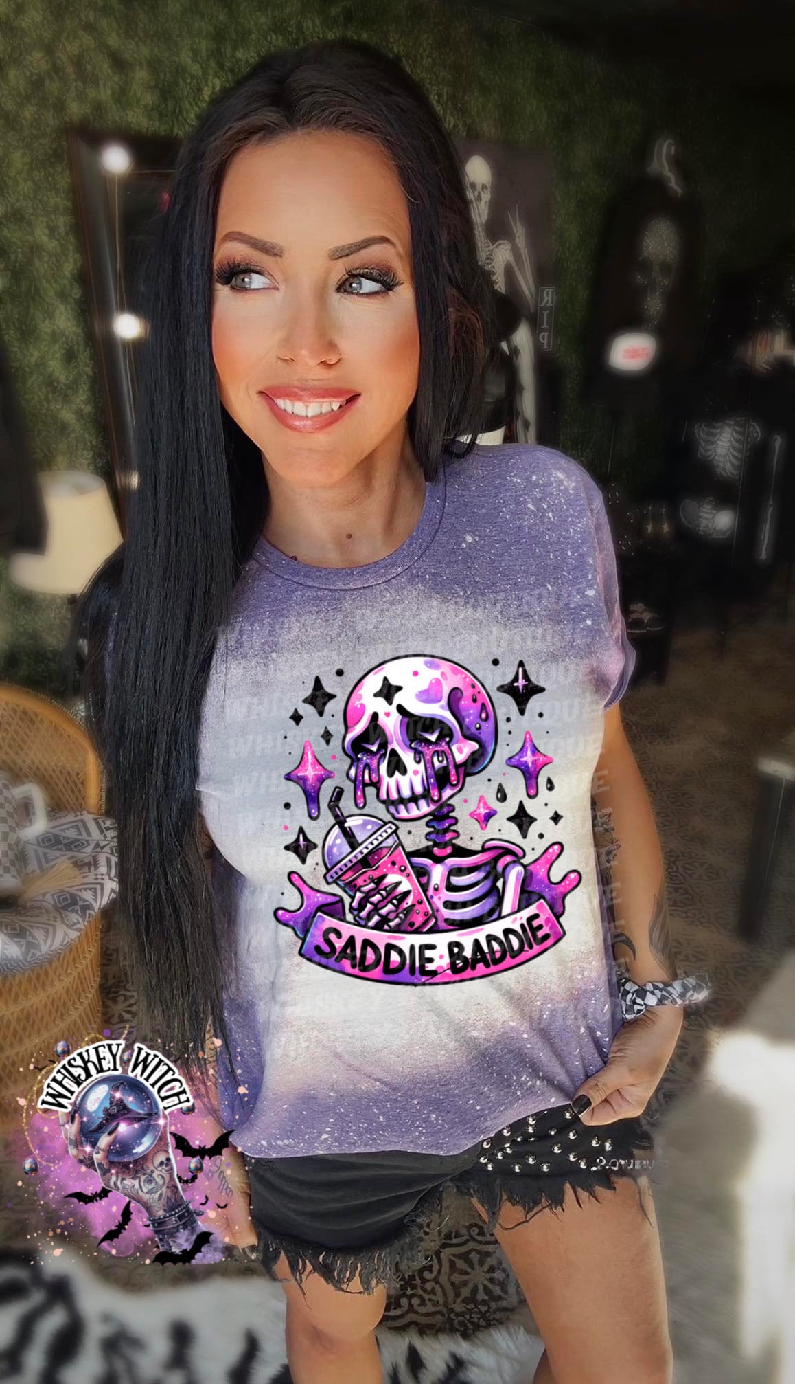 Saddie Baddie Skeleton Coffee shirt | retro | distressed | best seller | bleached tshirt | custom | gift | vintage | best seller | handmade