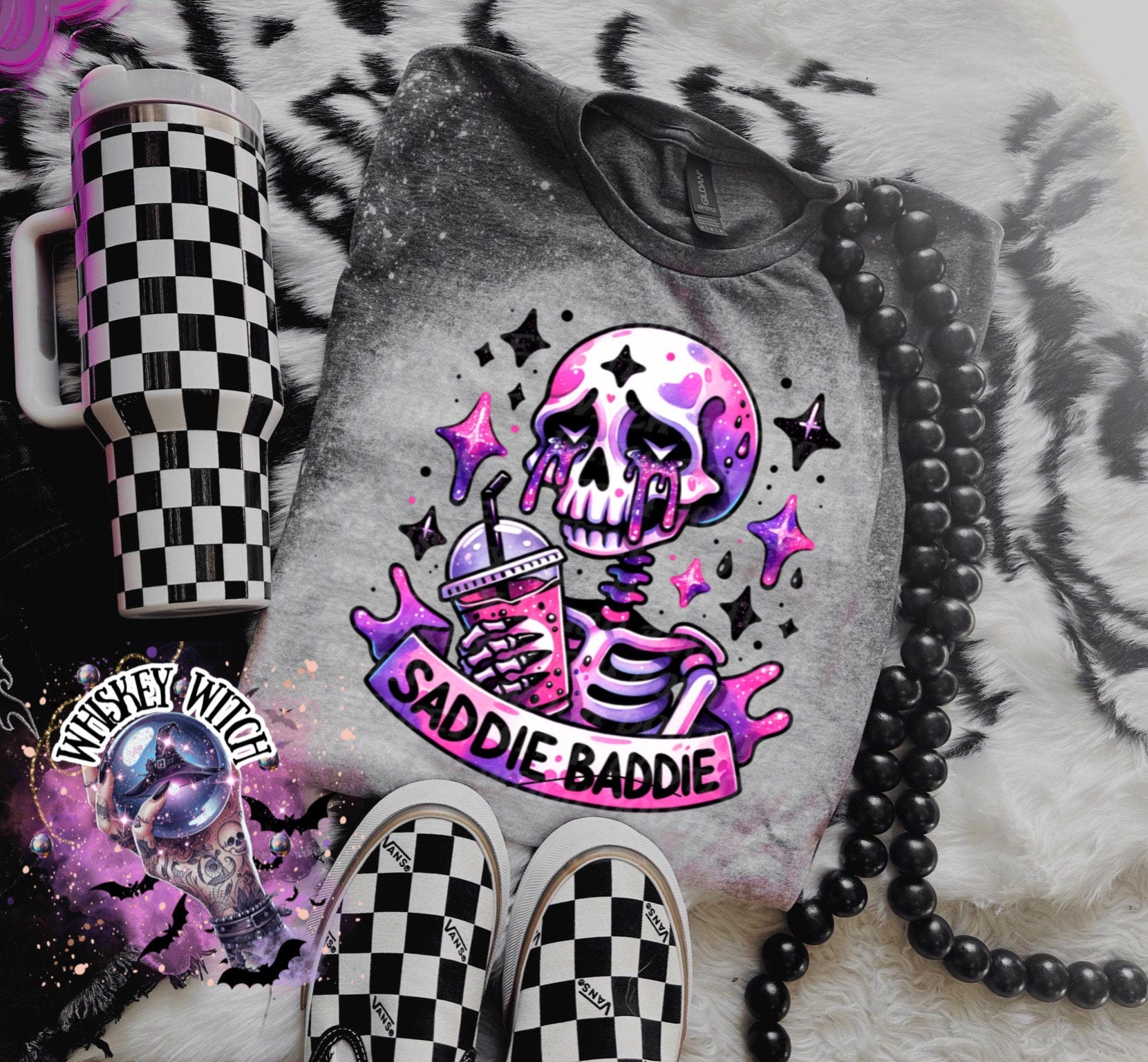 Saddie Baddie Skeleton Coffee shirt | retro | distressed | best seller | bleached tshirt | custom | gift | vintage | best seller | handmade