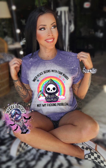 Inner Peace Begins with | vintage | retro | bleached tee | custom | funny |T shirt | soft tee | cool T shirts | sarcastic | cute | snarky