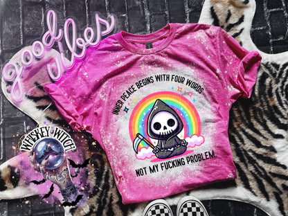 Inner Peace Begins with | vintage | retro | bleached tee | custom | funny |T shirt | soft tee | cool T shirts | sarcastic | cute | snarky