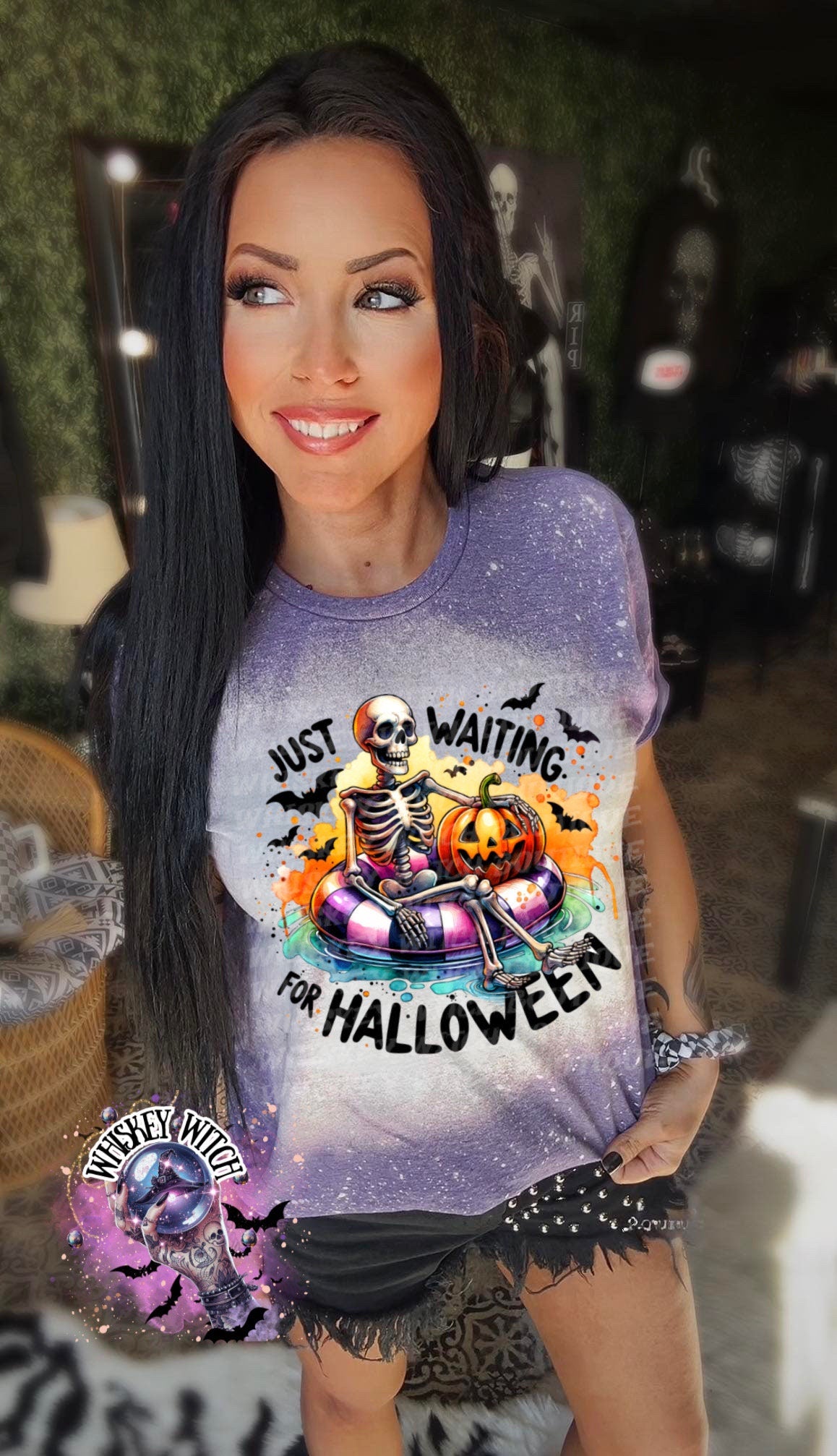 Just Waiting For Halloween| vintage | retro | distressed | custom | funny shirt | Halloween | gift | snarky | goth | custom | mom | summer
