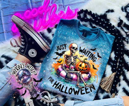 Just Waiting For Halloween| vintage | retro | distressed | custom | funny shirt | Halloween | gift | snarky | goth | custom | mom | summer