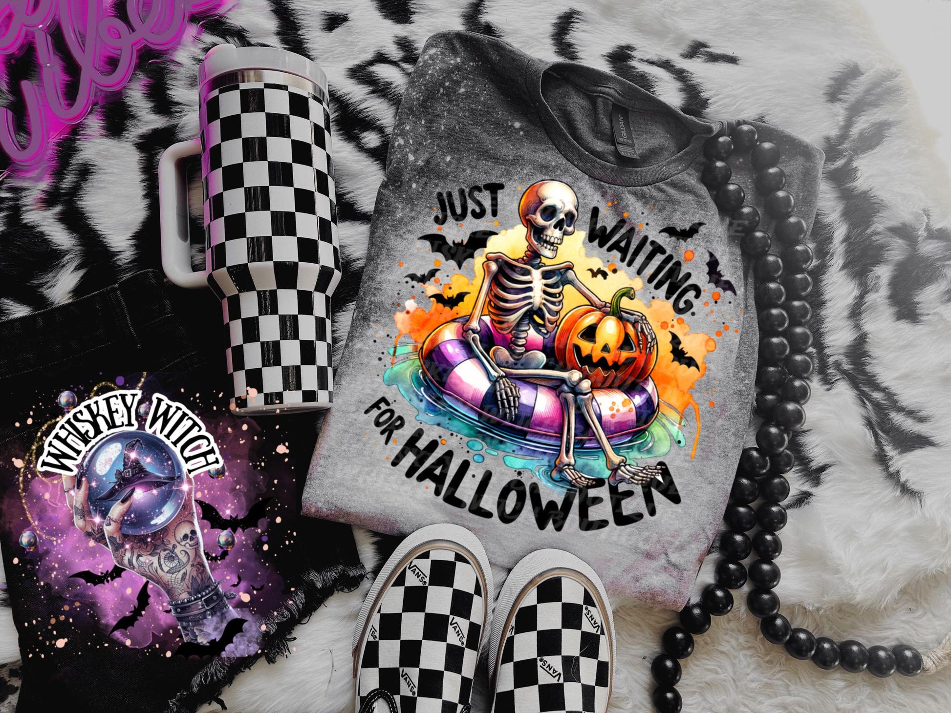 Just Waiting For Halloween| vintage | retro | distressed | custom | funny shirt | Halloween | gift | snarky | goth | custom | mom | summer