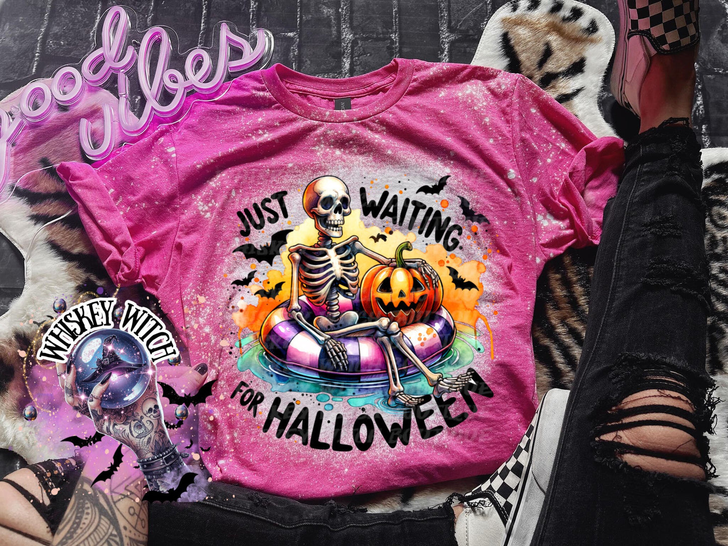 Just Waiting For Halloween| vintage | retro | distressed | custom | funny shirt | Halloween | gift | snarky | goth | custom | mom | summer