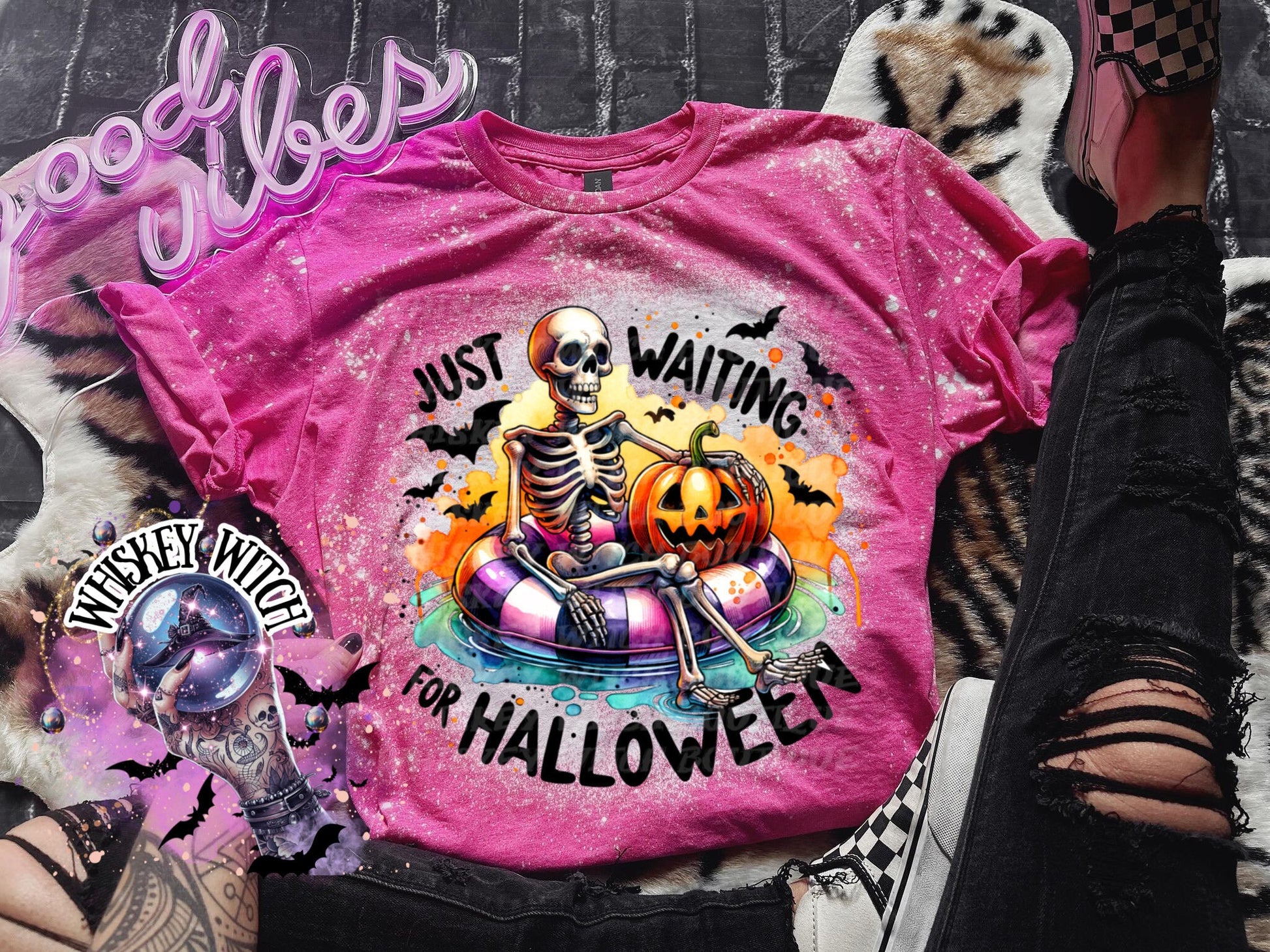 Just Waiting For Halloween| vintage | retro | distressed | custom | funny shirt | Halloween | gift | snarky | goth | custom | mom | summer