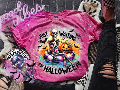 Just Waiting For Halloween| vintage | retro | distressed | custom | funny shirt | Halloween | gift | snarky | goth | custom | mom | summer
