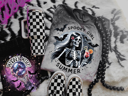 Spooky Girl Skeleton Cute summer shirt | vintage | custom |funny shirt | Halloween | gift | snarky | goth | summer