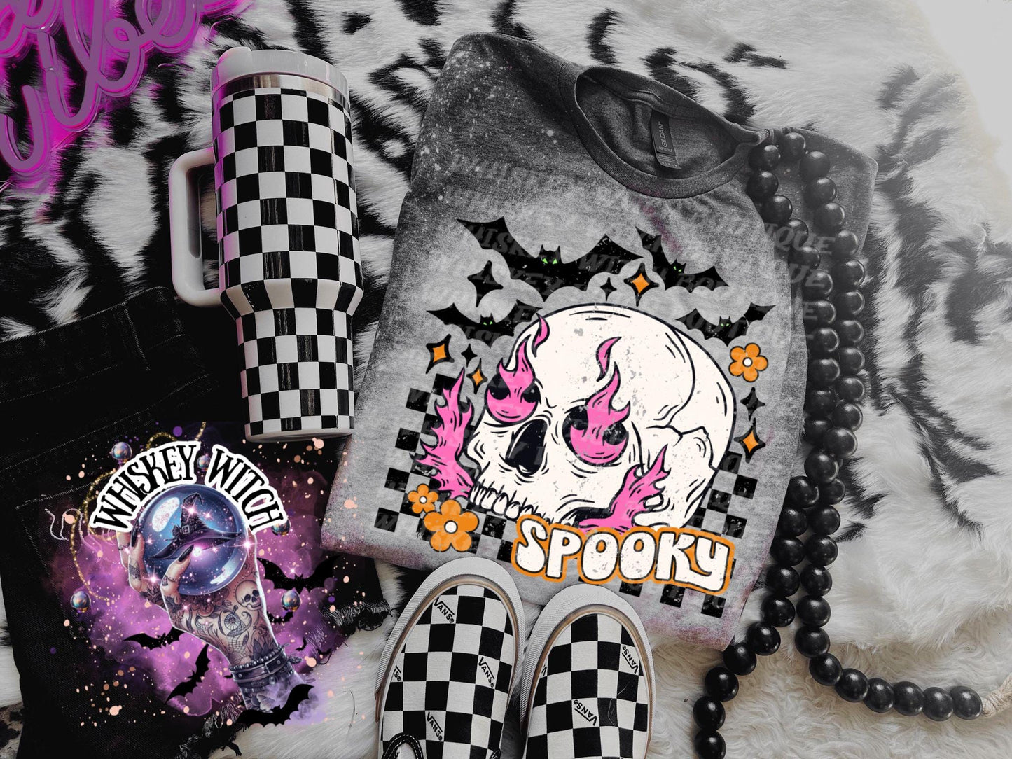 Bleached shirt Spooky Skull with Bats | vintage | retro | distressed | custom | funny | Halloween | gift | womens shirt | goth | skeleton