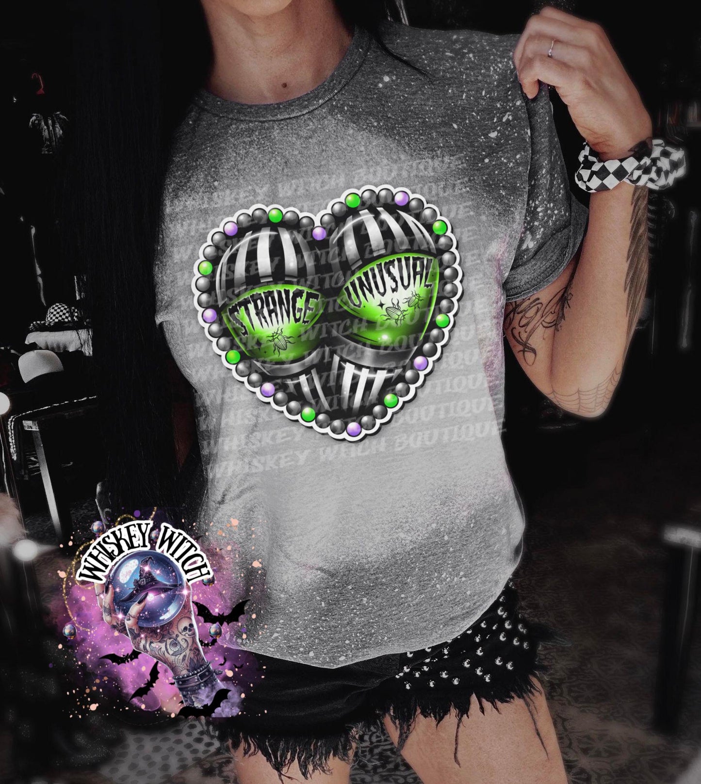 Bleached shirt Spooky Strange | vintage | retro | distressed | custom | funny | Halloween | gift | womens shirt | goth | T shirt | handmade