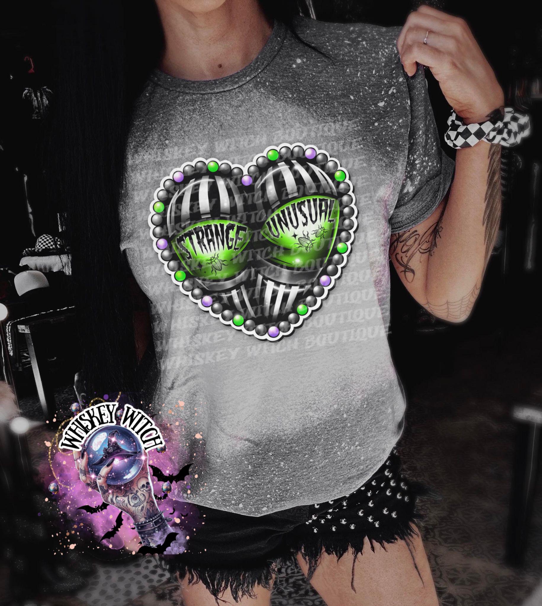 Bleached shirt Spooky Strange | vintage | retro | distressed | custom | funny | Halloween | gift | womens shirt | goth | T shirt | handmade