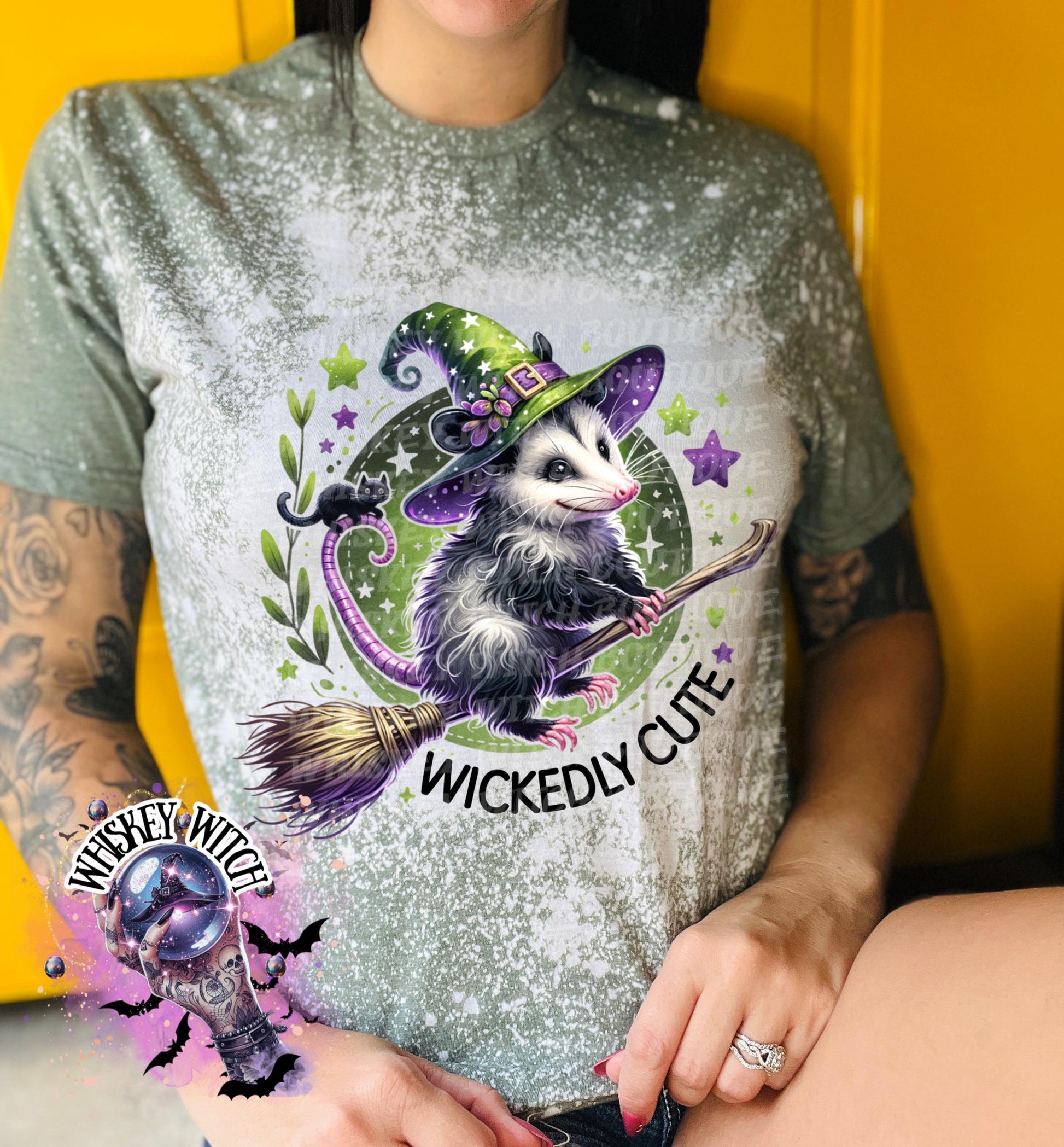 Bleached shirt Wickedly Cute Possum | vintage | retro | distressed | custom | funny | Halloween | gift | womens shirt | goth | witch