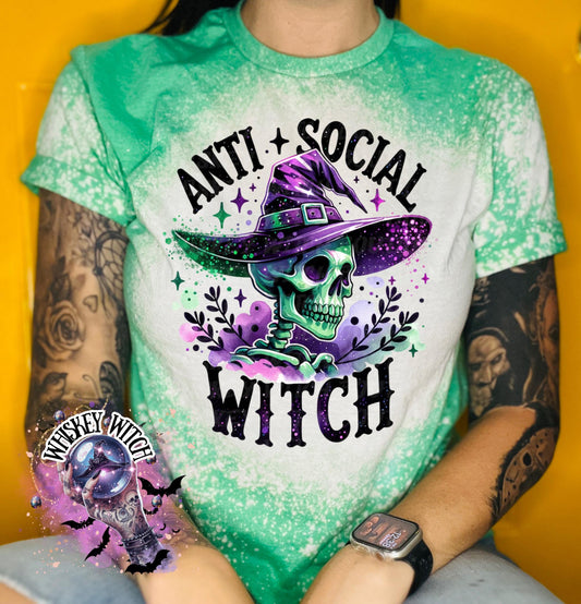 Bleached shirt Spooky Anti Socia Witch  | vintage | retro | distressed | custom | funny | Halloween | gift | womens shirt | goth | T shirt